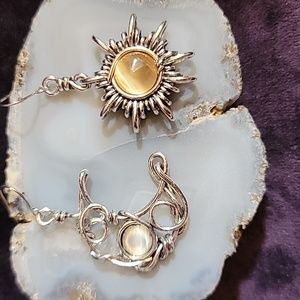 Sun & Moon hanger earrings